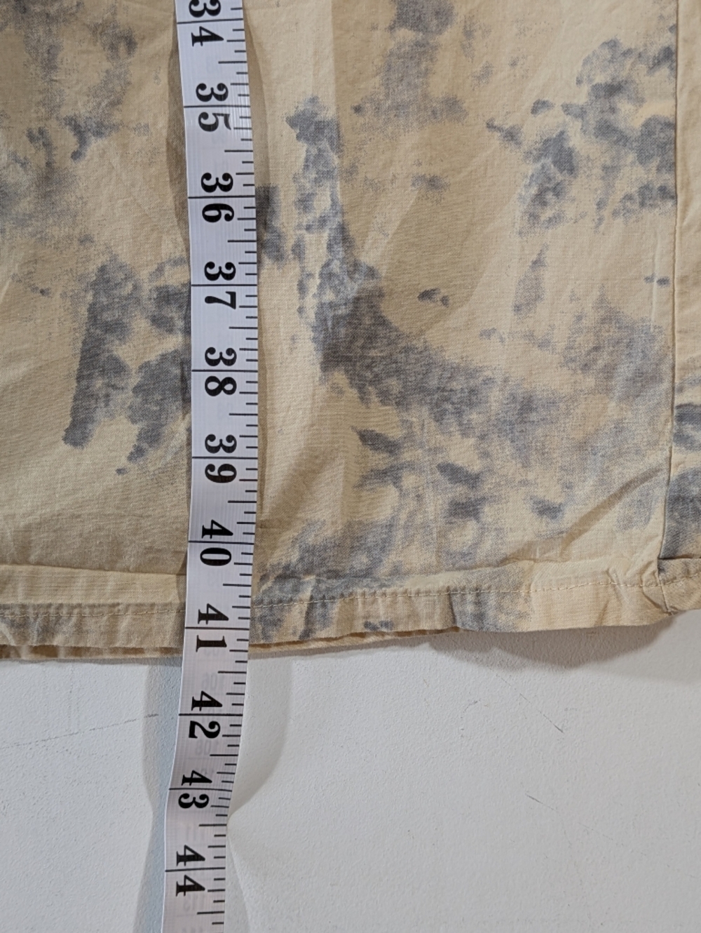 Lightweight Cotton Ruffle Robe Beige & Slate Blue Pattern Tie Front Large - Picture 10 of 15